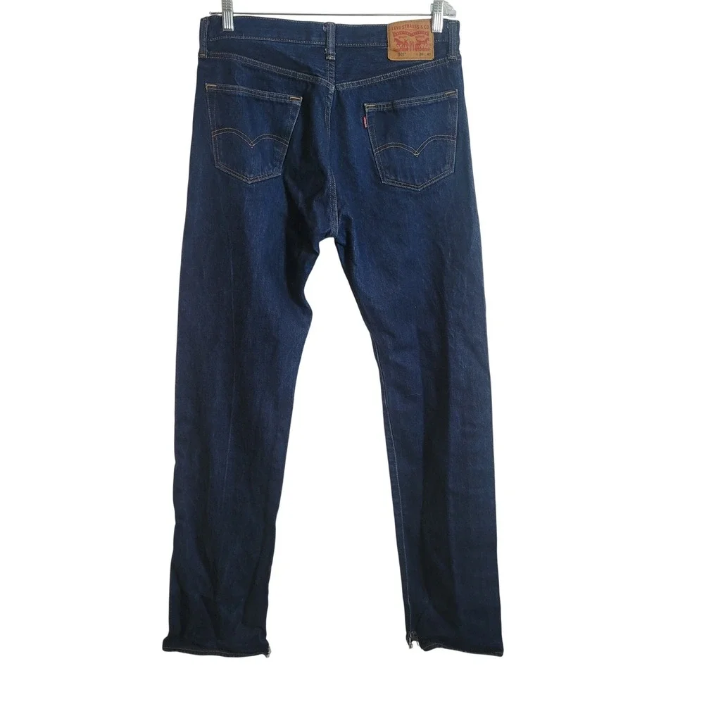 Levis 501 Original Fit Dark Wash Indigo Straight Leg Jeans Mens 36x40 Distressed
